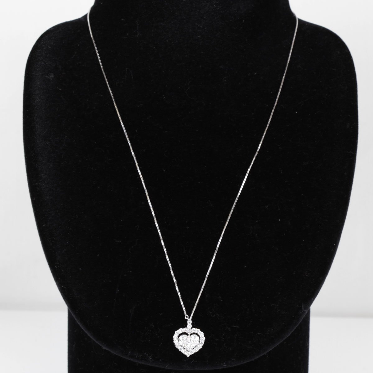 美品『USED』 K18WG ハートネックレス ネックレス ダイヤモンド 0.8ct