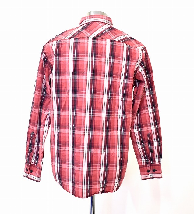 UNIQLO (ユニクロ) 332-052721(83-01) 長袖 チェックシャツ L/S CHECK SHIRT RED ウォッシュ ヴィンテージ ワーク_画像2