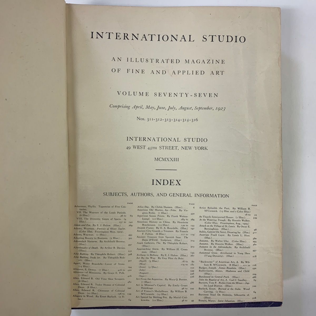 品質のいい international studio vol.77　1923年4-9月合本 芸術、美術史