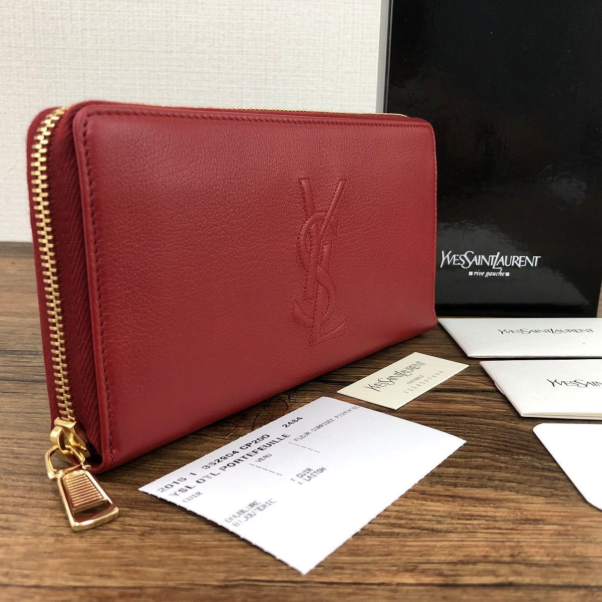 ☆送料無料☆ 未使用品 Saint Laurent ジップラウンドファスナーウォレット 352904 レッド YSL 箱付き 203_画像1