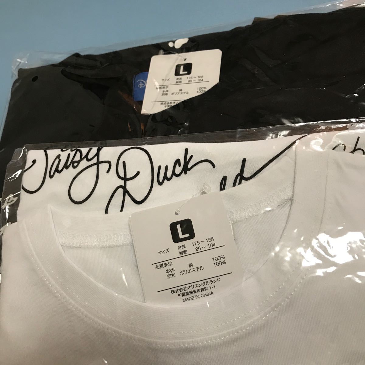 新品タグ付 ディズニーリゾート限定 サイン入り Tシャツ 黒 白 Ｌサイズ 2枚セット ミッキー ミニー - 5