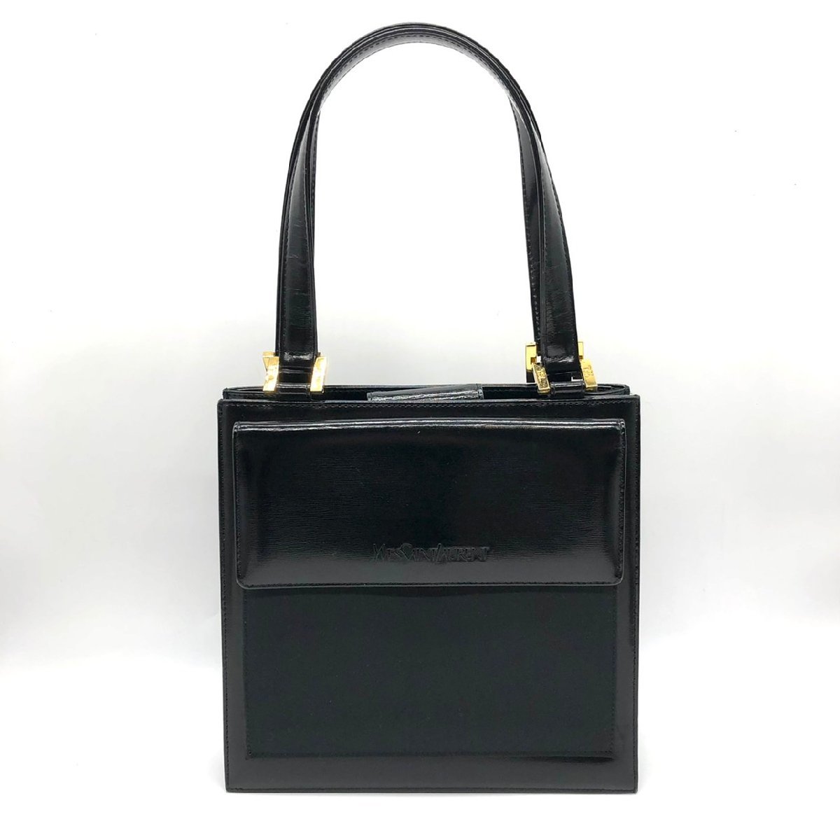 SAINT LAURENT サンローラン スクエアトートバッグ レザー ブラック
