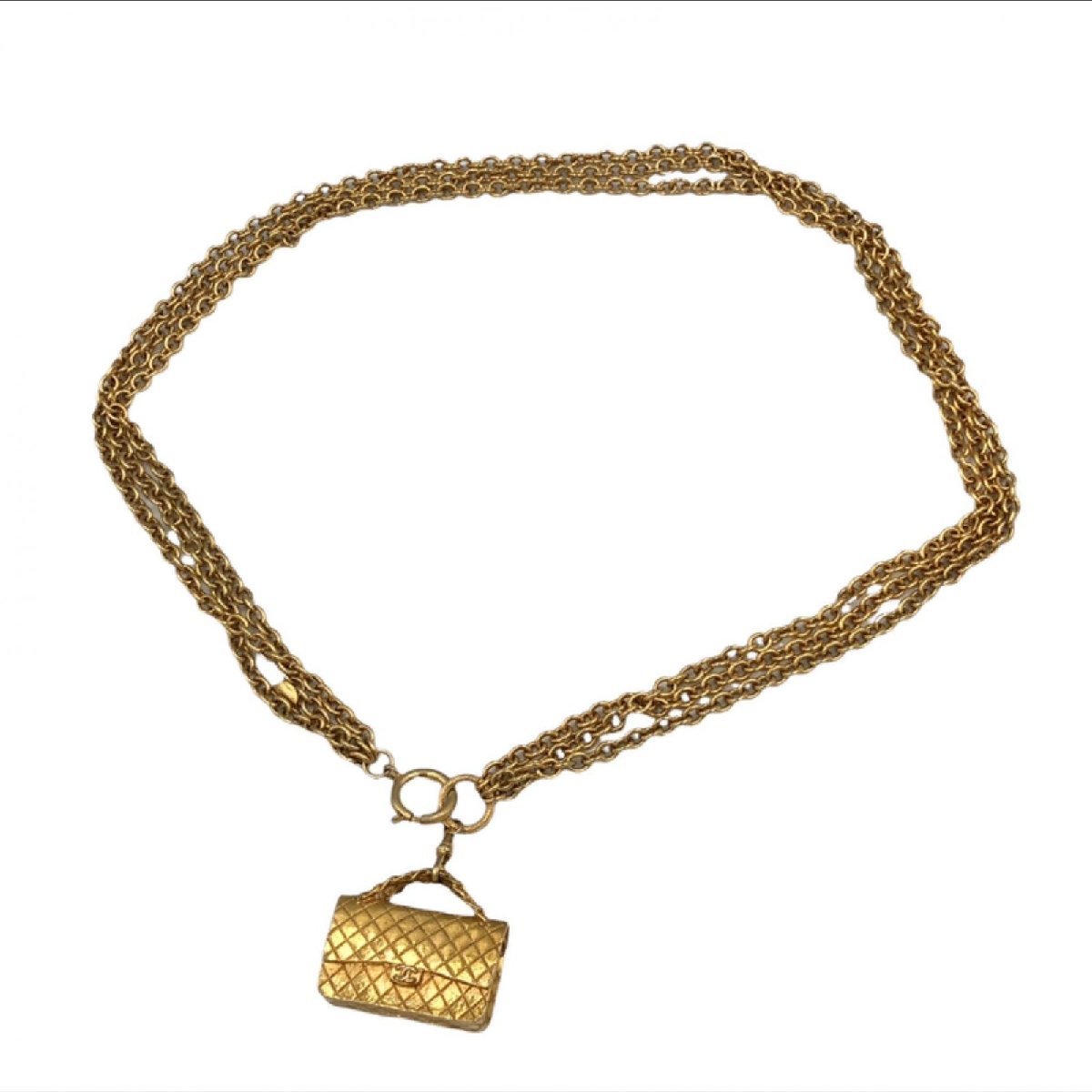 CHANEL シャネル マトラッセ バックチャーム ネックレス ゴールド