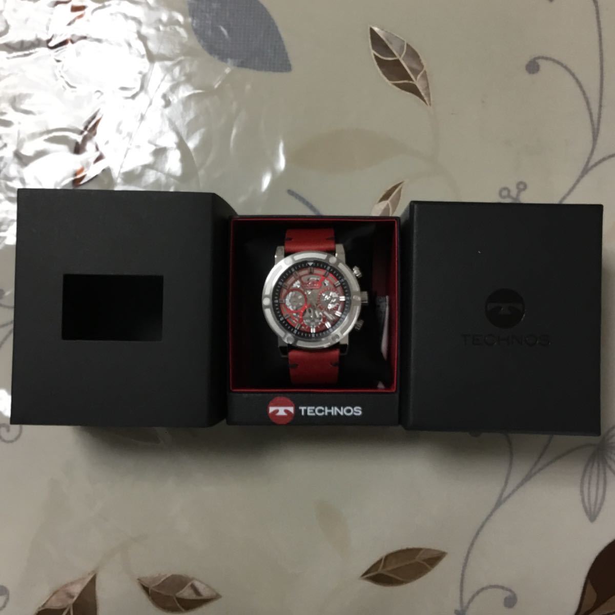 新品 TECHNOS テクノス 正規品 腕時計 レザーベルト クロノグラフ クォーツ アナログ腕時計 多機能腕時計 ディスク