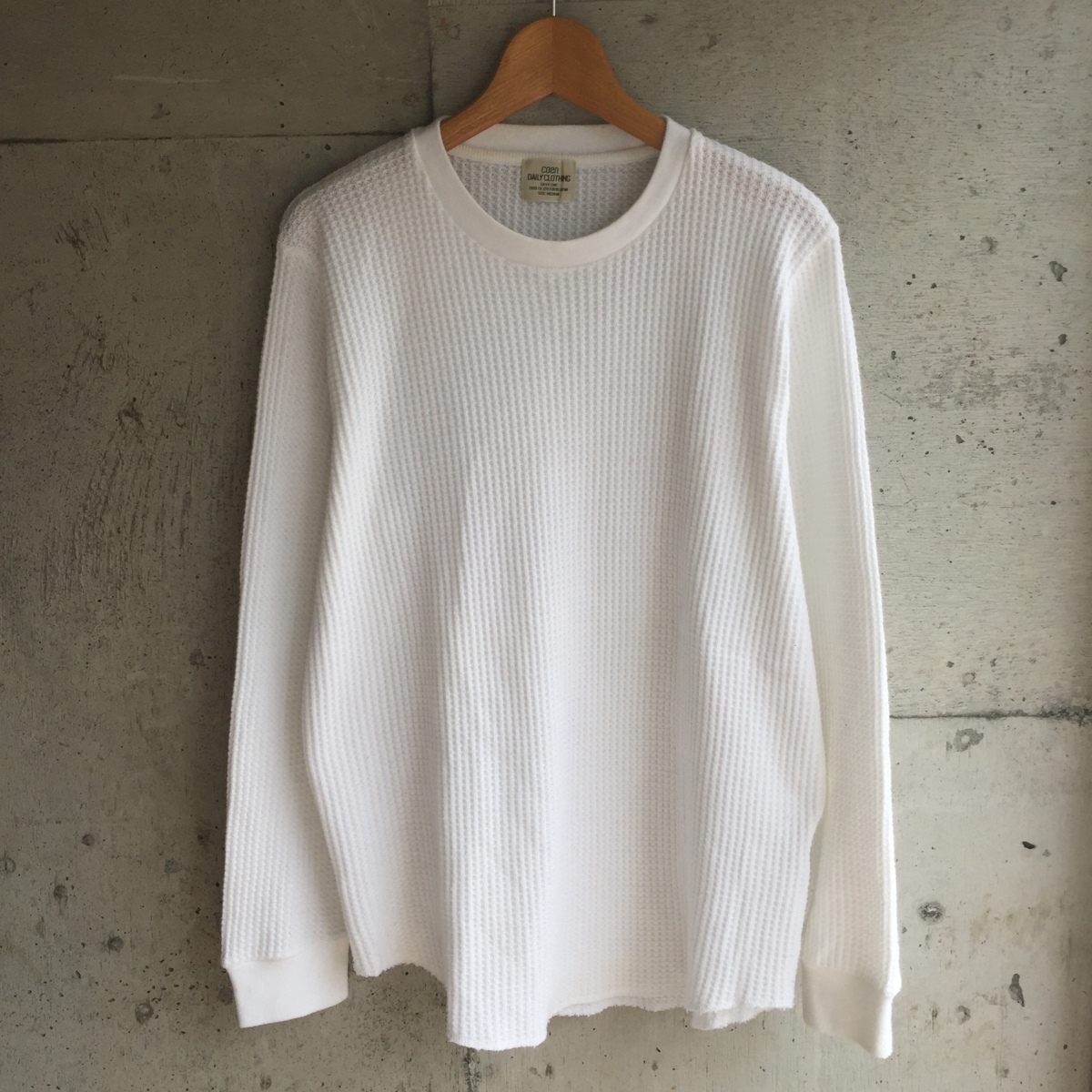 coen DAILY CLOTHING Waffle Thermal Long T-Shirt コーエン デイリークロージング ワッフル サーマル 長袖 Tシャツ M ホワイト 美品_画像2