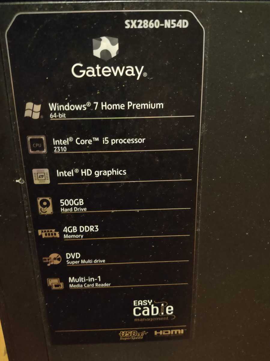 Gateway デスクトップPC SX2860-N54D の商品詳細 | ヤフオク! | One