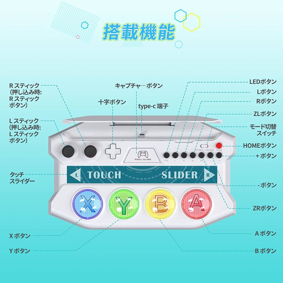 『初音ミク Project DIVA MEGA39s』専用ミニコントローラー for Switch ミニアケコン 静音ボタン pega game AA9_画像6
