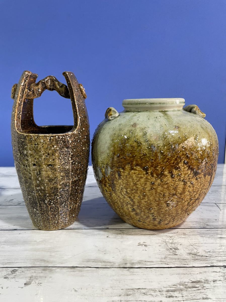 22A07-12：陶器　花瓶　花器　日本陶器　飾り　インテリア_画像1