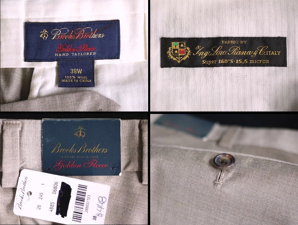  unused W approximately 94-95cm[ including carriage ] Brooks Brothers Loro Piana Super 160\'s slacks top class Golden Fleece Line 38 pants 