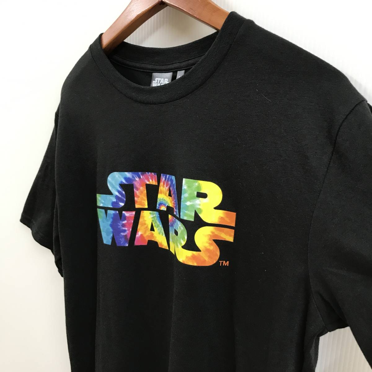 未使用 /M/ STAR WARS タイダイ ブラック Tシャツ 半袖 ロゴ メンズ レディース ルーク アナキン ダースベーダー ハンソロ スターウォーズ