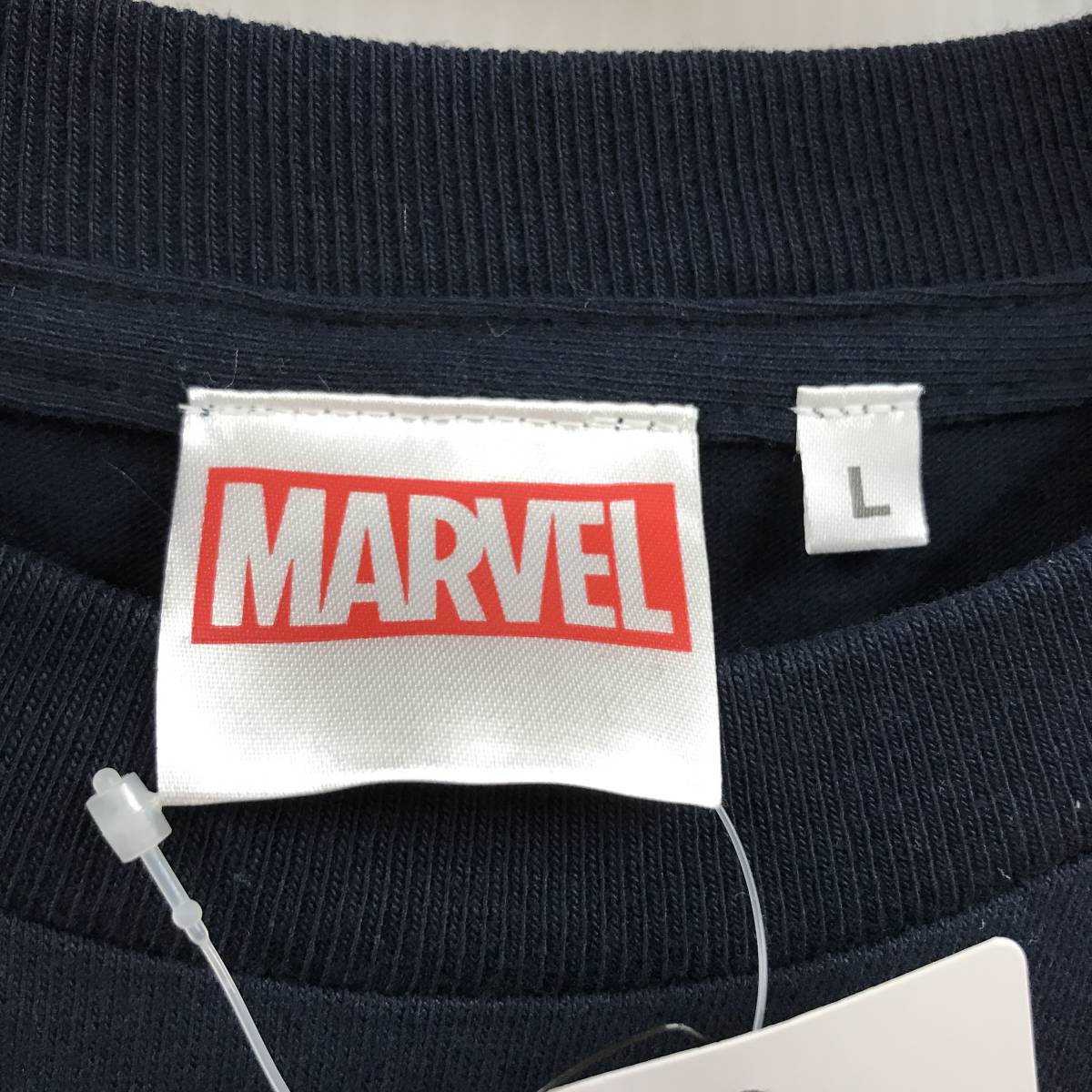 未使用品 /L/ MARVEL ネイビー 半袖 Tシャツ ロゴ メンズ レディース タグ キャプテンアメリカ スーパーヒーロー アベンジャーズ マーベル_画像2