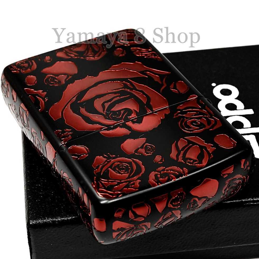 zippo☆アーマー☆5面彫刻☆RED ROSE☆薔薇☆ジッポ ライター