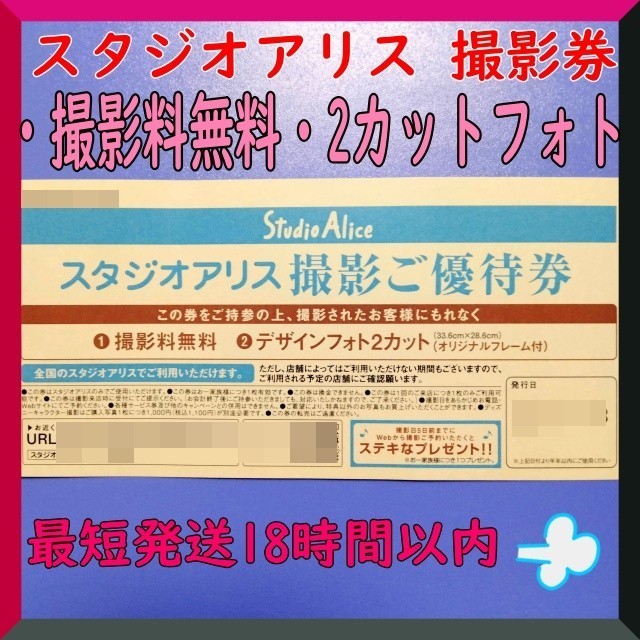 スタジオアリス 撮影ご優待券 デザインフォト2カット フレーム付