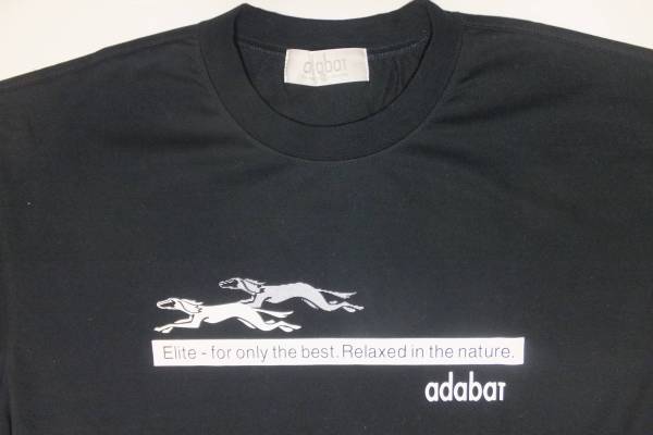 新品・未使用品 【adabat 半袖 Tシャツ 黒 4号】《Made in JAPAN》 日本製　サルーキ犬　ゴルフ 犬の散歩に　アダバット　L～LL(XL)相当_フロント・プリント (拡大)