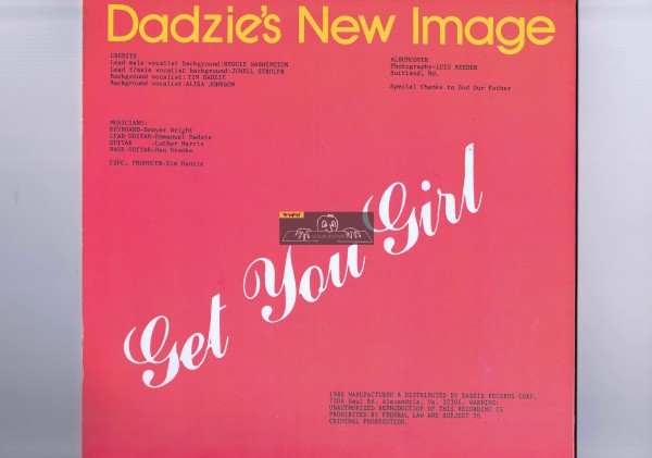 【 12inch 】 Dadzie's New Image - Get You Girl [ US盤 ] [ Dadzie Records / DZ5468 ]_画像2