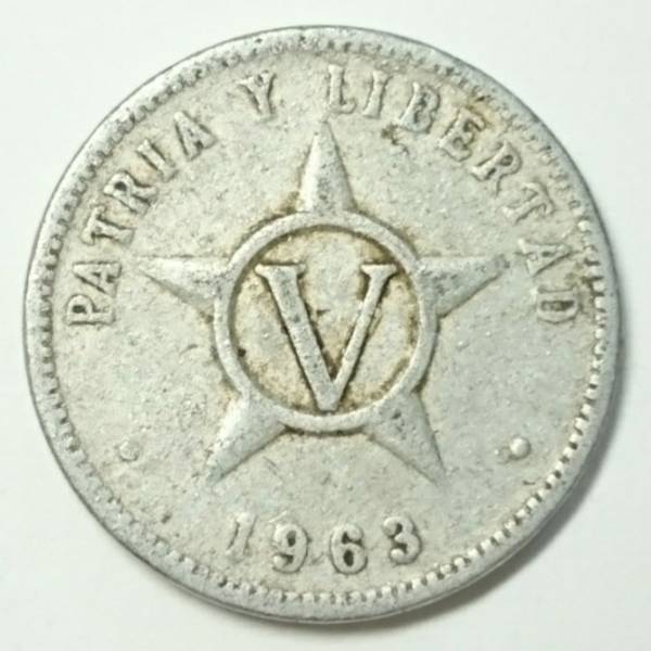 【キューバ】5センタボ硬貨 1963年 約21.5mm_画像1
