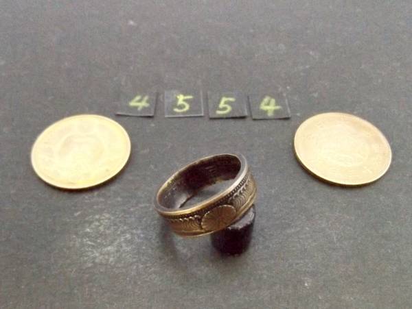15 номер ko Yinling gkalas1 sen желтый медная монета использование ручная работа ручная работа кольцо 1 пункт предмет. (4554) бесплатная доставка кроме того серебряная монета . медная монета. кольцо . выставляется 