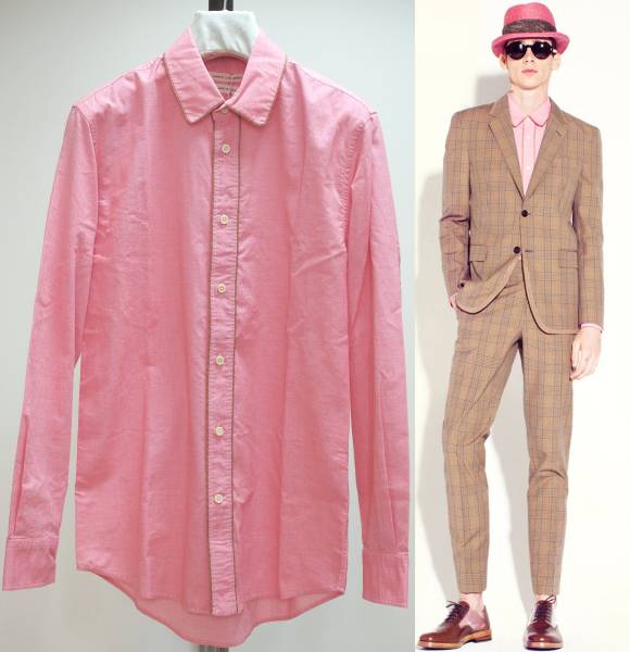 新品定価49500円 マークジェイコブス 13SSパイピングシャツ44ピンク Italy製 MARC JACOBS