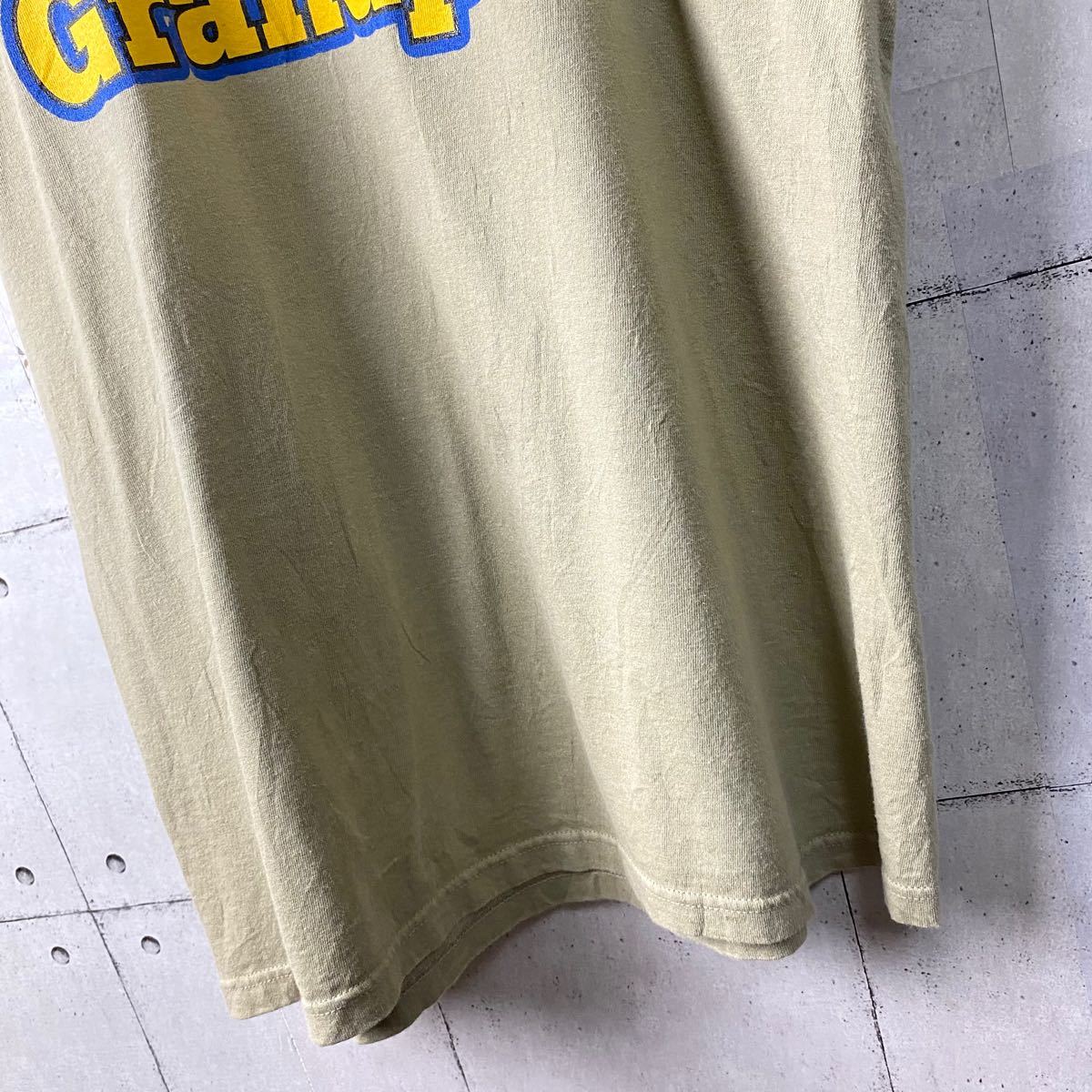 【US】90s フルーツオブザルーム　デザインTシャツ　Lサイズ　カーキ