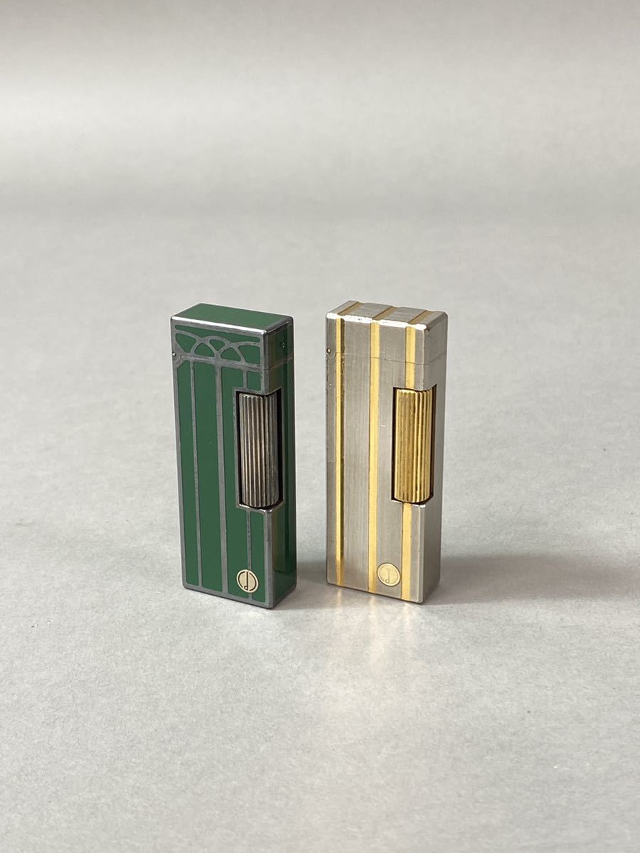 ダンヒル ガスライター dunhill カラー グリーン ゴールド 2個まとめて