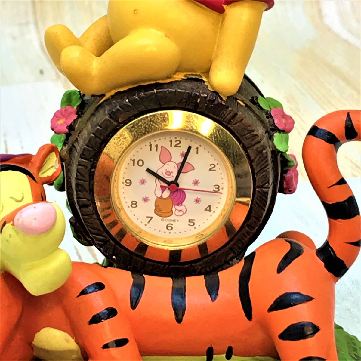 レア★くまのプーさん Winnie the Pooh★置時計 ティガー フィギュア 樽 陶器製★ディズニー Disney TDL _画像4