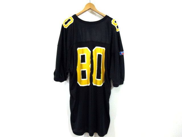 XXXLサイズ 90s ビンテージ USA製【Russell】EAGLES フットボールシャツ ビッグサイズ 黒 アメリカ製 ラッセル アメフト Tシャツ_画像2