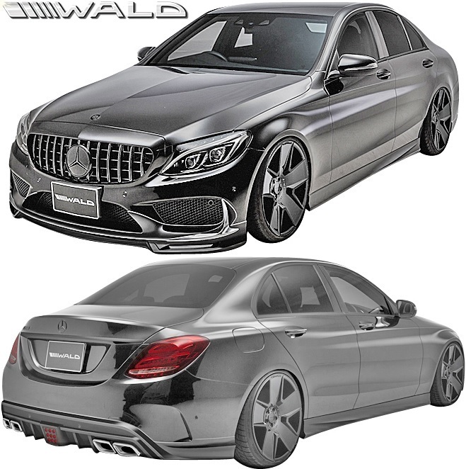 【M's】ベンツ W205 Cクラス AMGライン用 (2014y-2018y) WALD EXECUTIVE LINE エアロ 3P キット (F+S+R)／／ABS製 セダン ヴァルド バルド_画像1