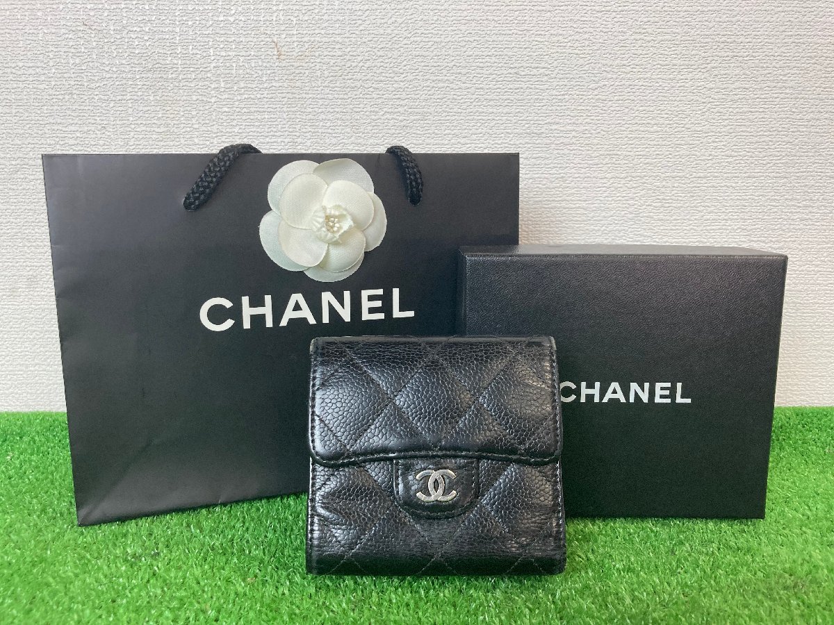 ♪宇都宮店 CHANEL シャネル ココマーク キャビアスキン 三つ折り財布