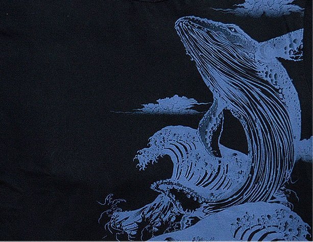 座頭鯨激浪半袖Tシャツ◆絡繰魂 ブラックMサイズ 222052 和柄 和風 粋 くじら クジラ 波 粋 刺繍_画像5