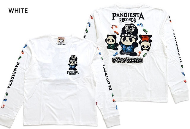 HIPHOPダンサーズ長袖Tシャツ◆PANDIESTA JAPAN ホワイトMサイズ 561856 パンディエスタジャパン パンダ 刺繍