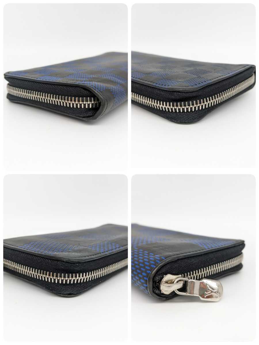 2020年モデル【新品同様】希少!LOUIS VUITTON ダミエアンフィニ3D ジッピーヴェルティカル 箱、保存袋、カード付き 長財布 本物 3