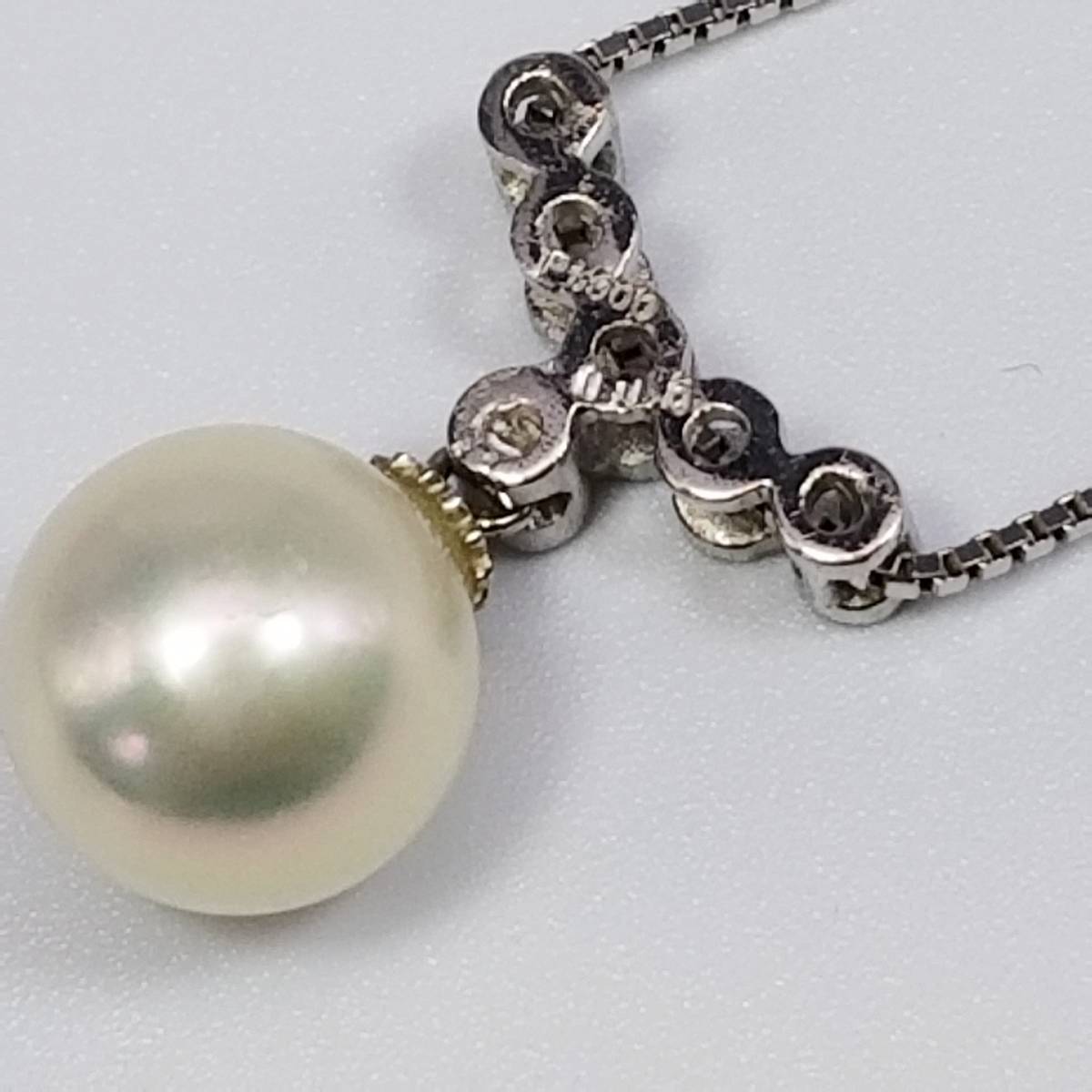 豪華!!プラチナPt900×Pt850☆アコヤ真珠×天然ダイヤ0.06ct☆40cm