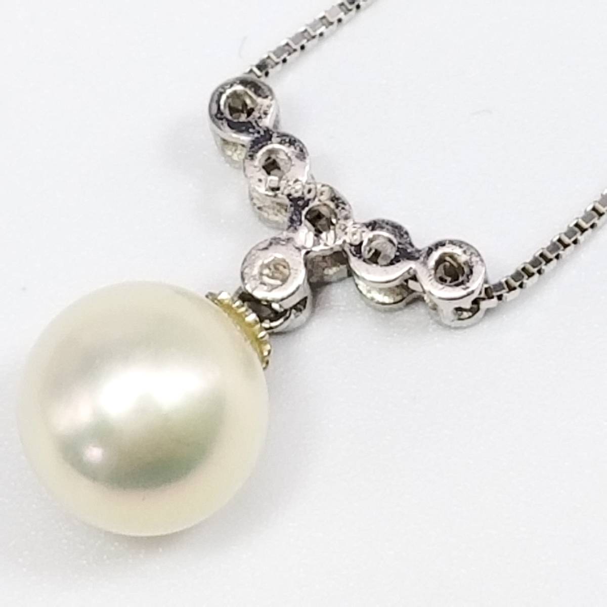 豪華!!プラチナPt900×Pt850☆アコヤ真珠×天然ダイヤ0.06ct☆40cm