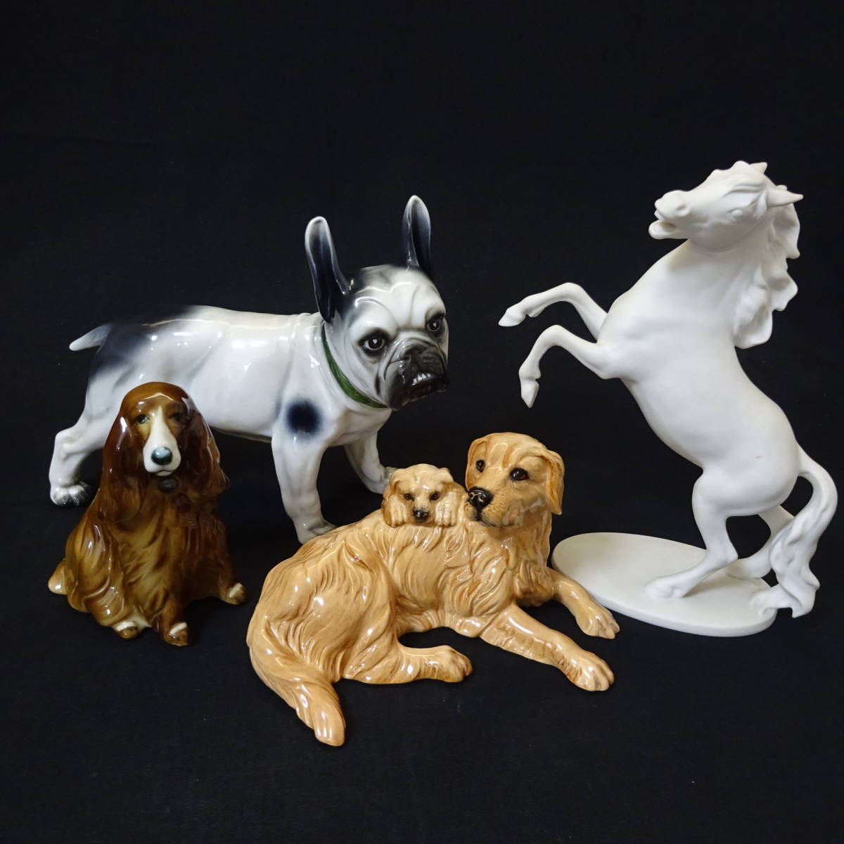 1434289-171】ロイヤルドルトンなど フィギュリン4点セット 犬/馬 陶器