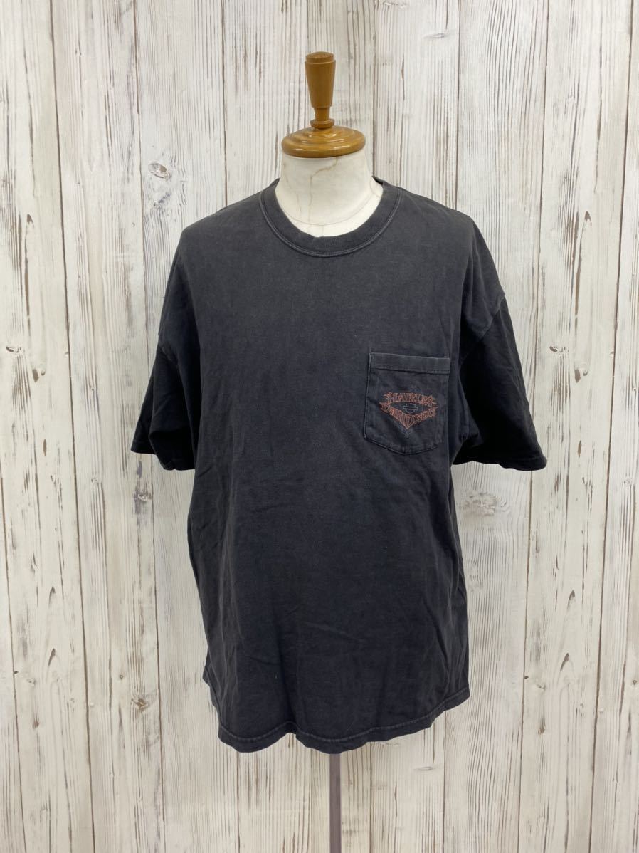 △ HARLEY-DAVIDSON ハーレーダビットソン メンズ トップス 半袖Tシャツ 黒 XLサイズ 綿100% USA製 バイク プリント モーターサイクル_画像2