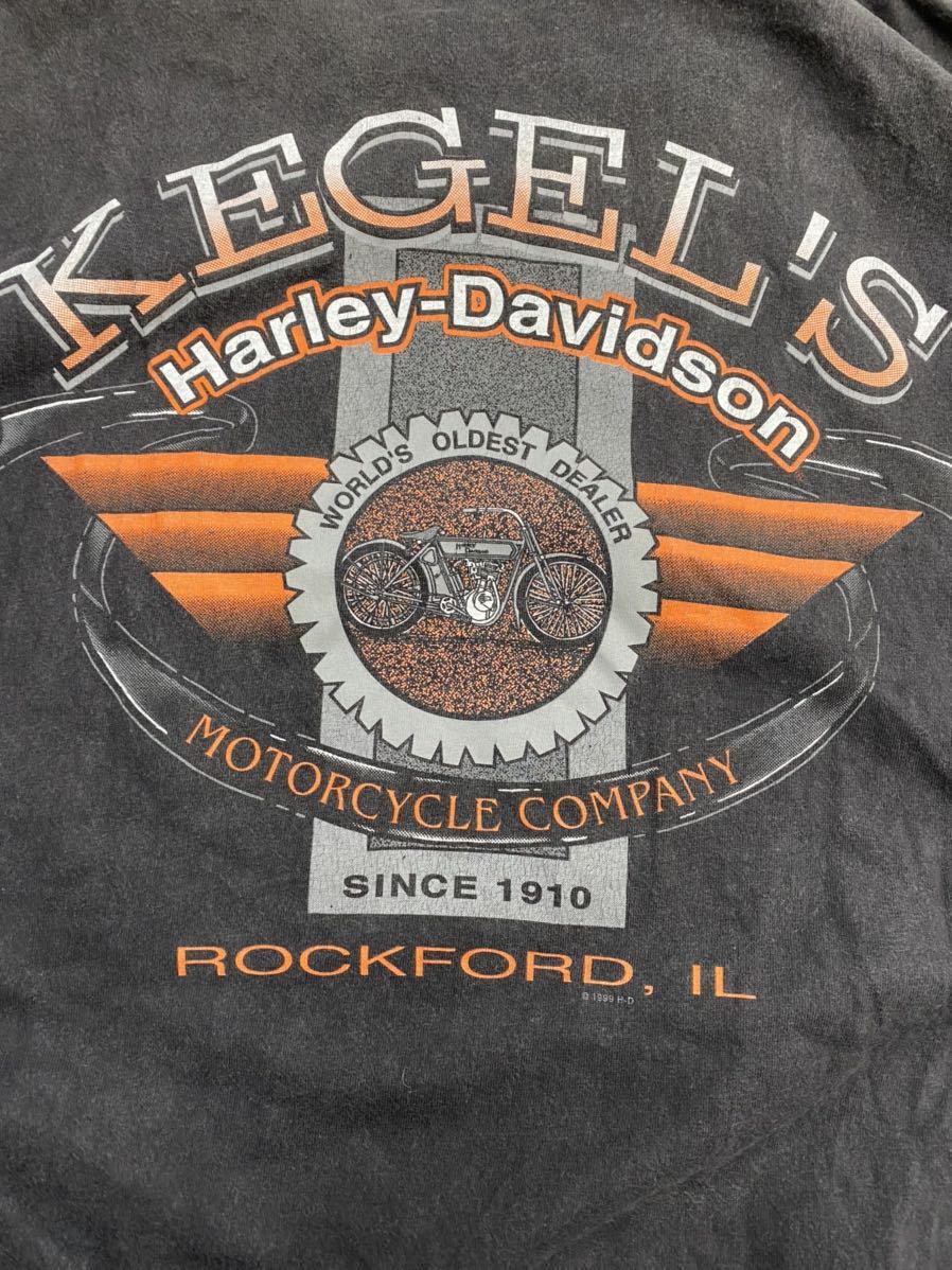 △ HARLEY-DAVIDSON ハーレーダビットソン メンズ トップス 半袖Tシャツ 黒 XLサイズ 綿100% USA製 バイク プリント モーターサイクル_画像8