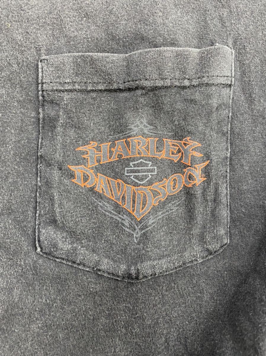 △ HARLEY-DAVIDSON ハーレーダビットソン メンズ トップス 半袖Tシャツ 黒 XLサイズ 綿100% USA製 バイク プリント モーターサイクル_画像4