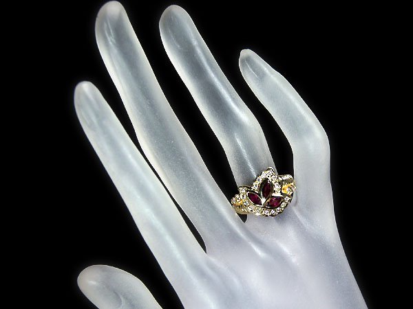 【ジュエリー極】豪華リーフデザイン！良質天然ルビー0.75ct＆良質ダイヤモンド0.37ct 高級K18YGリング k5098mu【送料無料】_画像5