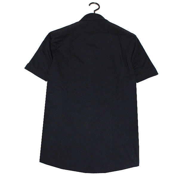 極美品 2(M)COOLMAXクールマックス バーバリーブラックレーベル ノバチェック×ホース刺繍 ストレッチ性 半袖シャツ黒BURBERRY BLACK LABEL_画像3