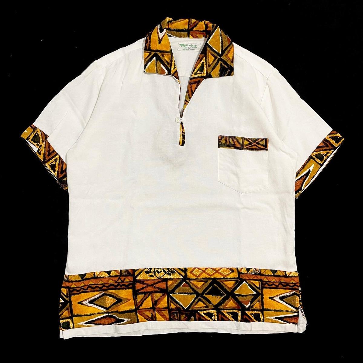 60s レーヨン プルオーバー ハワイアン シャツ / size s / 50s 70s 80s アロハシャツ 50年代 60年代 小紋柄 開襟 バティック