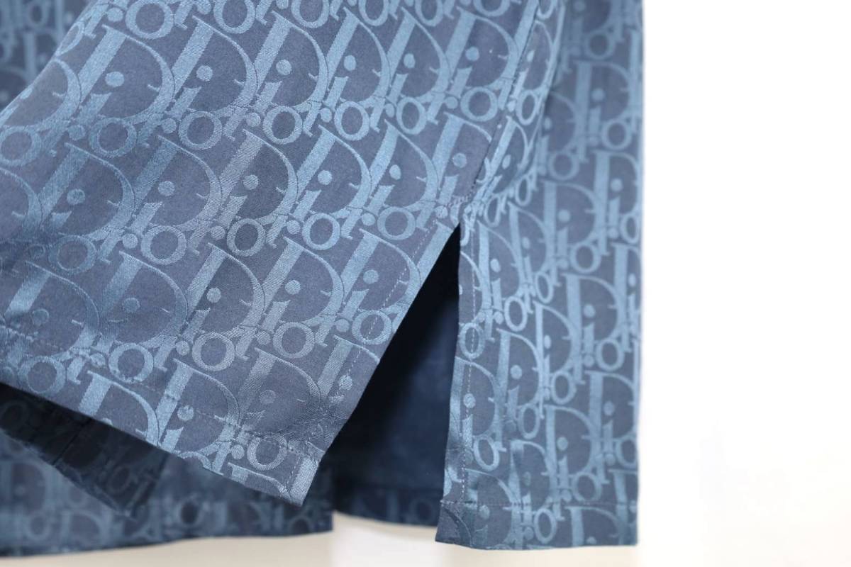 新品 21SS DIOR 総柄オブリークシルクシャツ 39 ブルー M 新品 21SS DIOR 総柄オブリークシルクシャツ 39 ブルー M
