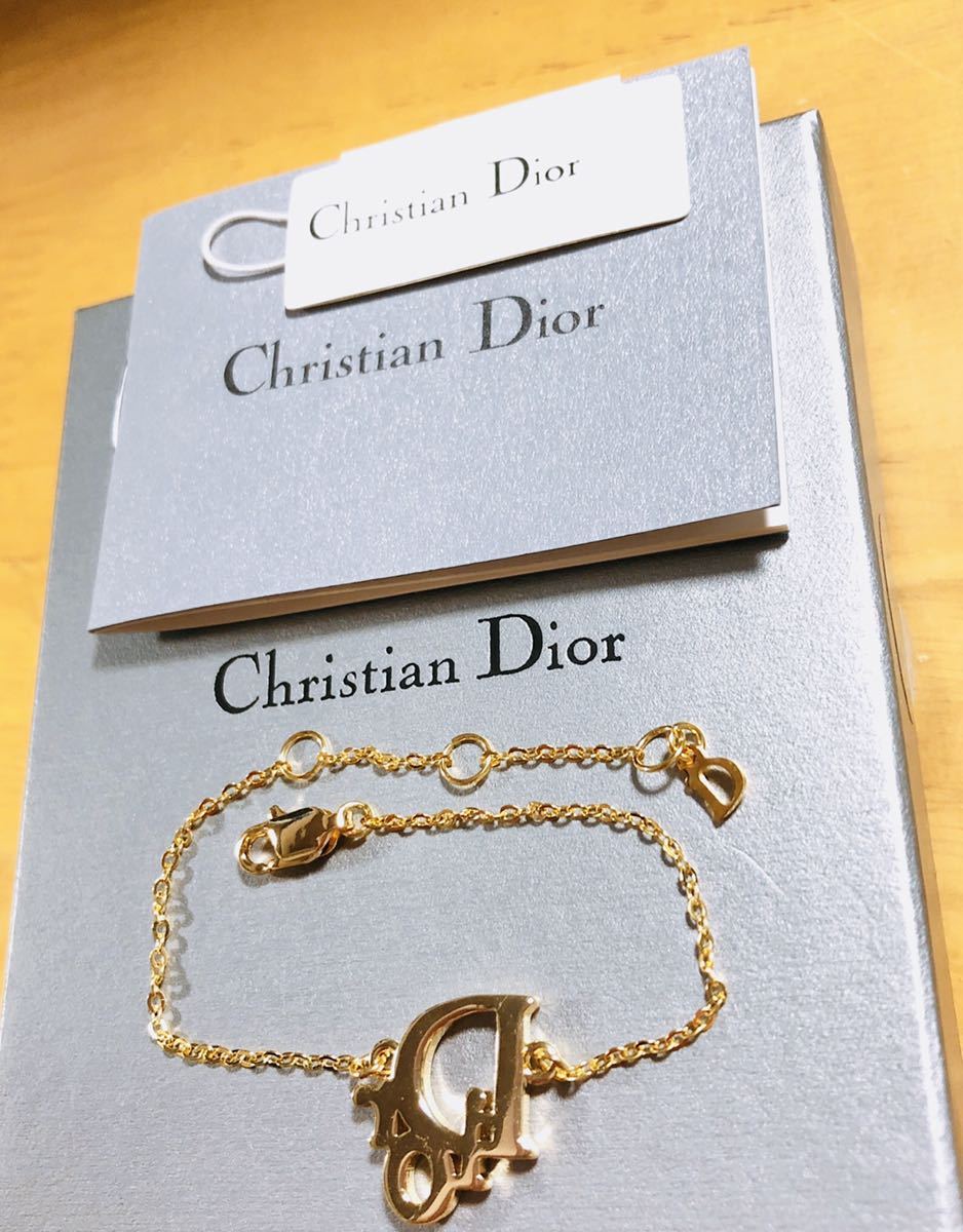Christian Dior ディオール ブレスレット ゴールド ロゴ ストーン