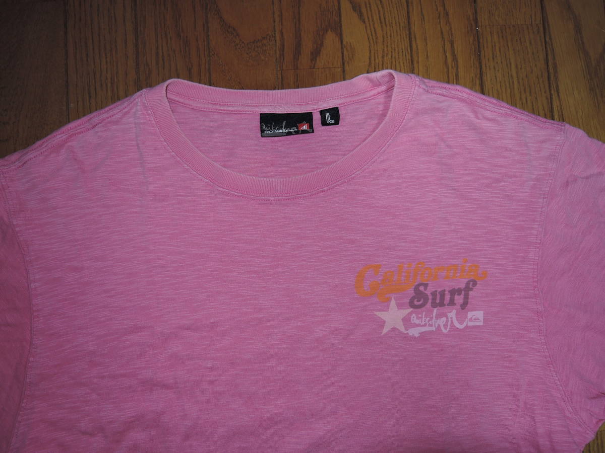 QUIKSILVER クイックシルバー Tシャツ L ピンク系 SURF マルチブランドロゴ サーフ カリフォルニア ヴィンテージ_画像7