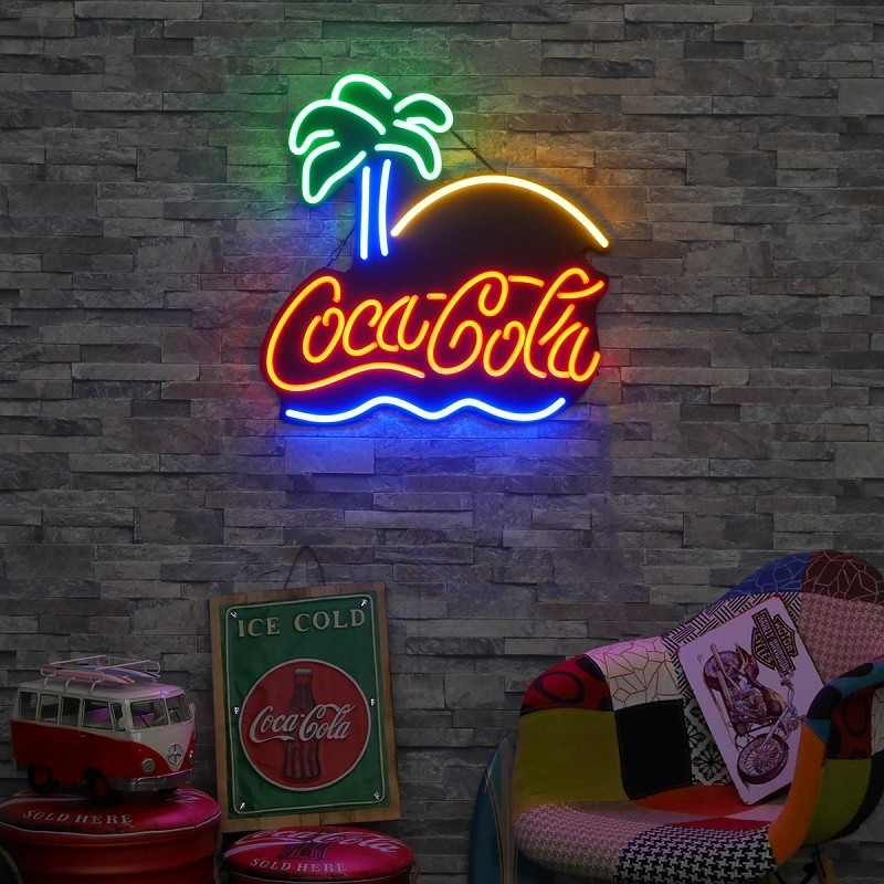 ネオン管風 LED看板 コカコーラ Coca Cola ヤシの木 ネオンサイン