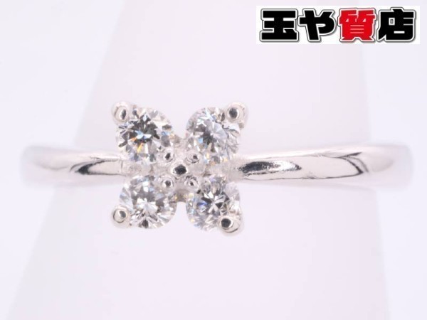 見事な リング フラワー ダイヤ0.13ct ポンテヴェキオ 7号 新品同様