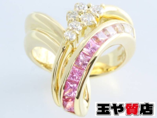 ジュネ Jeunet ピンクサファイヤ0.71ct ダイヤ0.19ct リング 11.5号 K18YG 新品同様