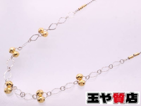 ミラーボール多数 美品 デザイン ネックレス pt999 K24YG プラチナ
