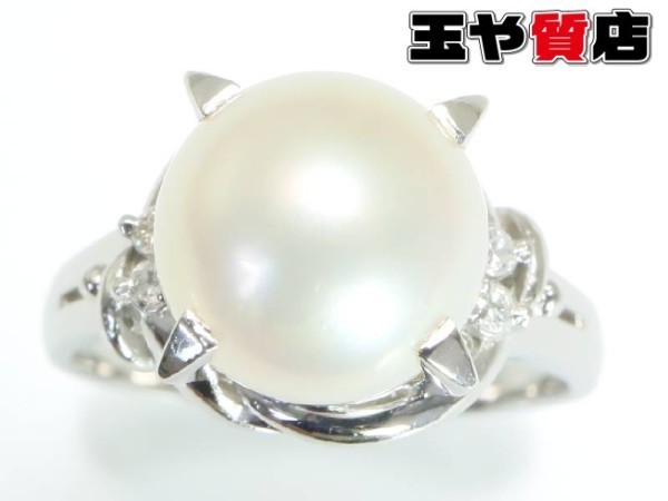 上品 パール9ミリ ダイヤ0.09ct 8.5号 リング プラチナ アコヤ真珠