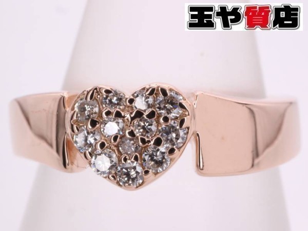  Ponte Vecchio beautiful goods Ponte Vecchio diamond 0.12ct Heart ring 7 number K18PG pink gold 