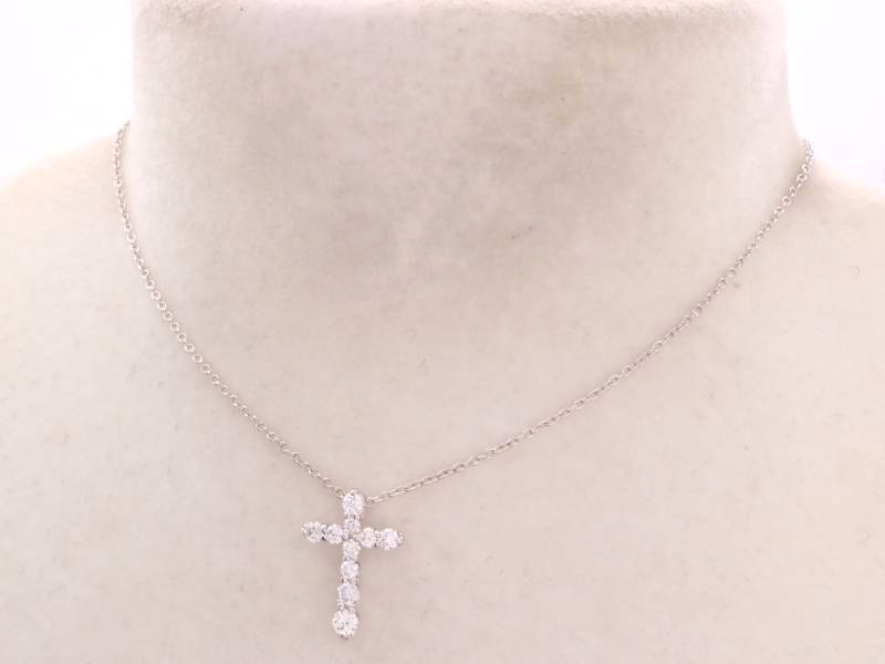  Ponte Vecchio beautiful goods Ponte Vecchio diamond 0.50ct Cross 10 character . necklace K18WG